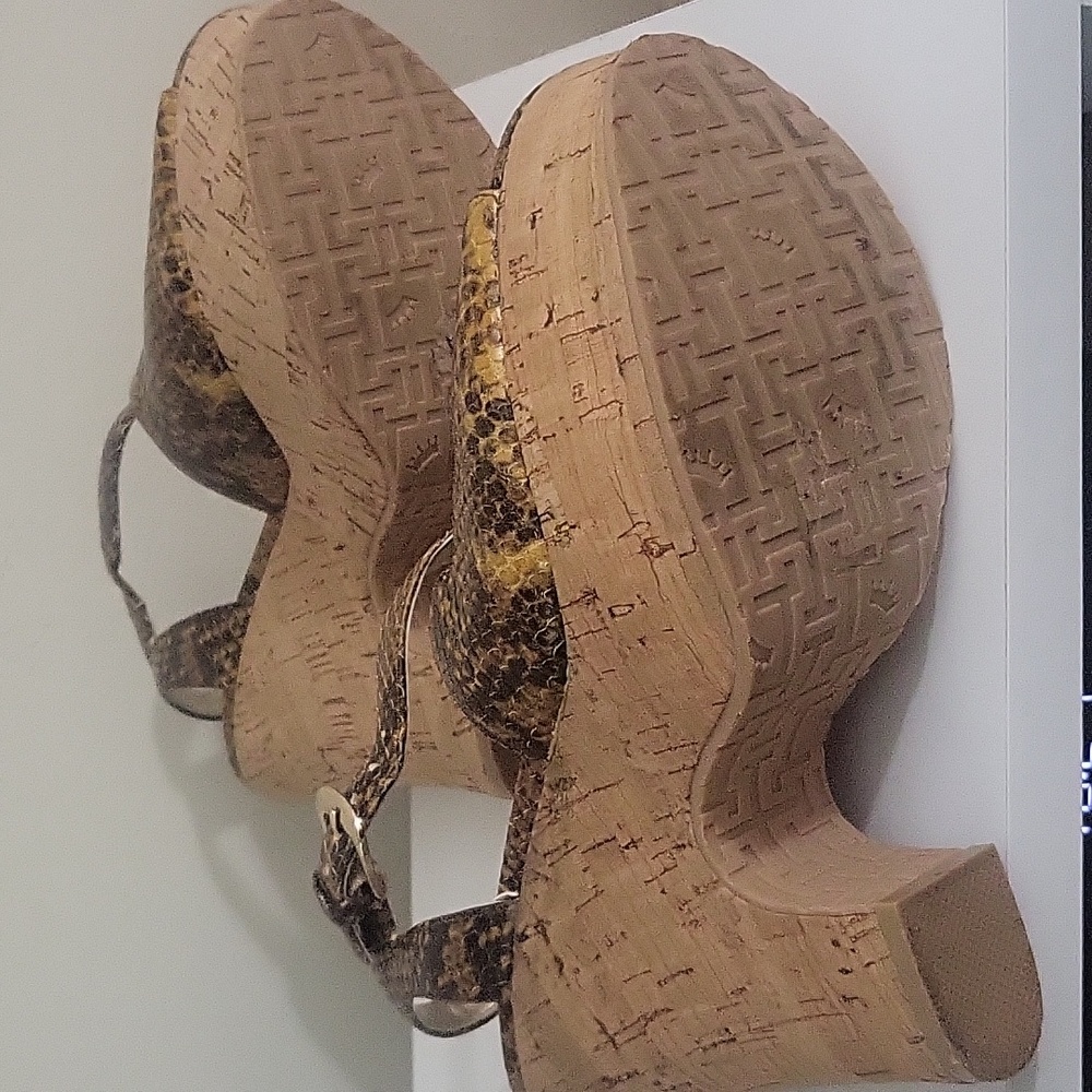 Elaine Turner Python Wedge Sandals - image 3